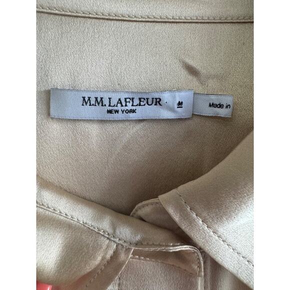 MM Lafleur The Pepper Dress Minimalist Old Money Washable Silk Charmeuse Dune M - Picture 7 of 8